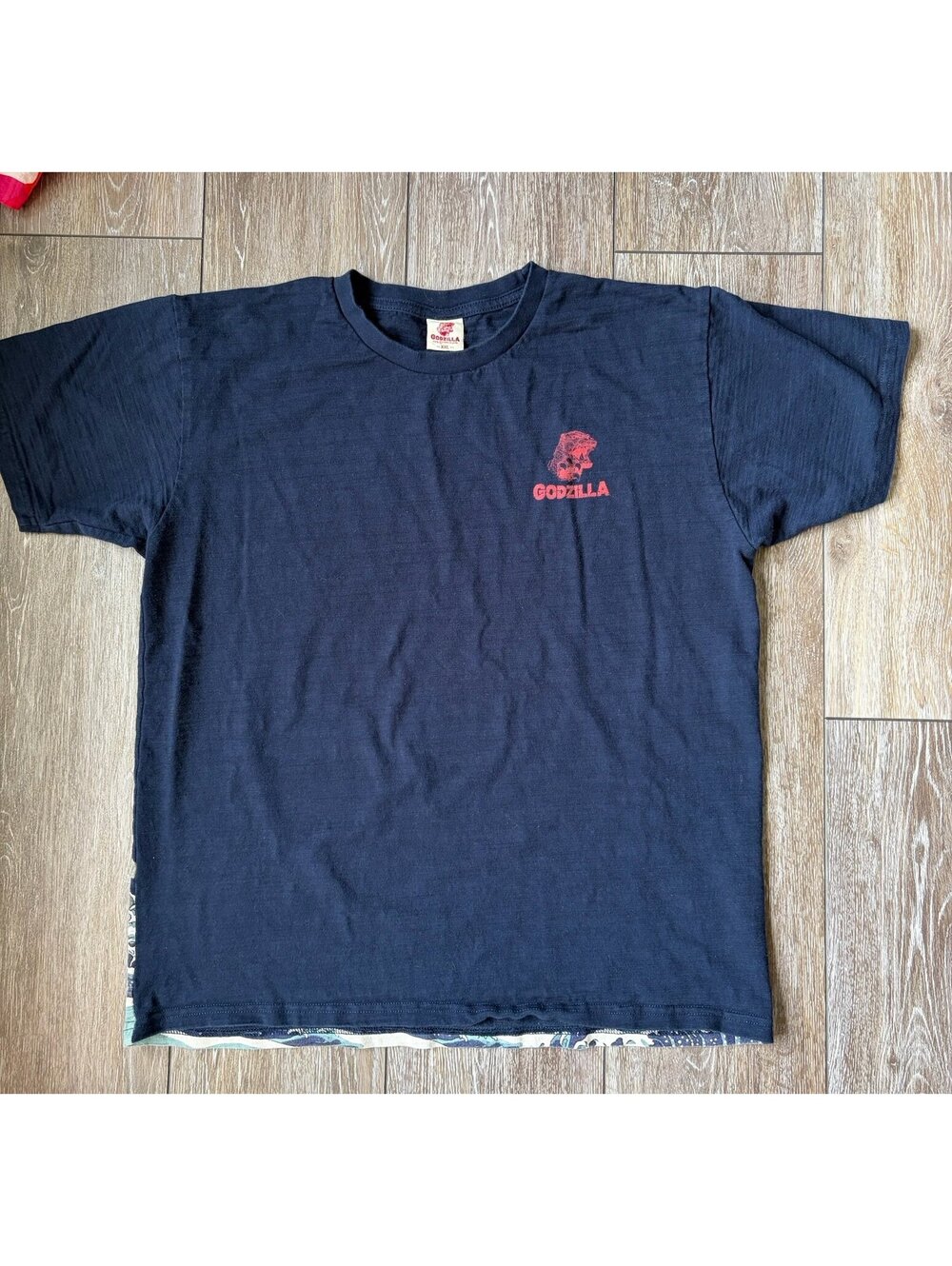 Vintage Godzilla Toho Great Wave Ukiyo-e T-Shirt XXL Navy Blue Japanese Kaiju